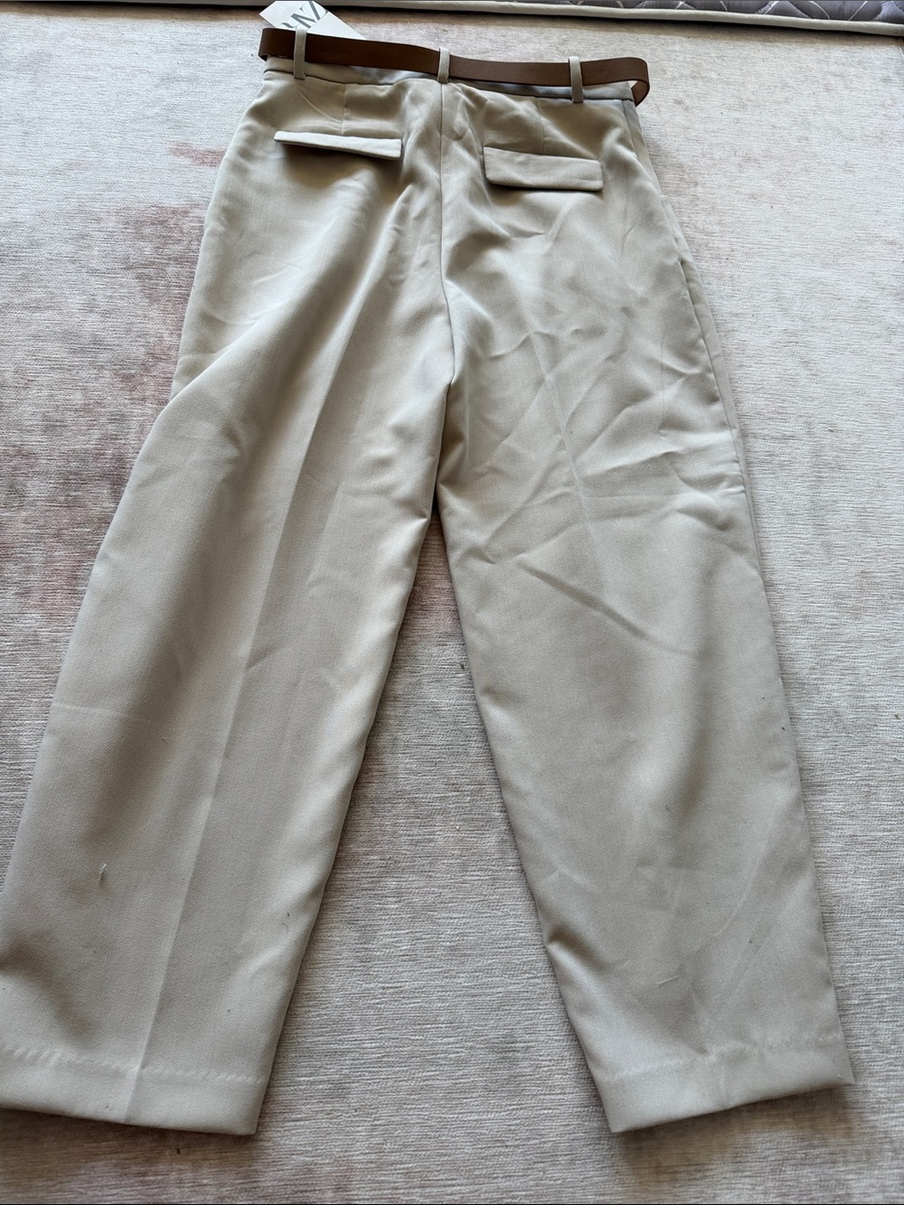 Zara Belted Pants Beige Small - Picture 5 of 6